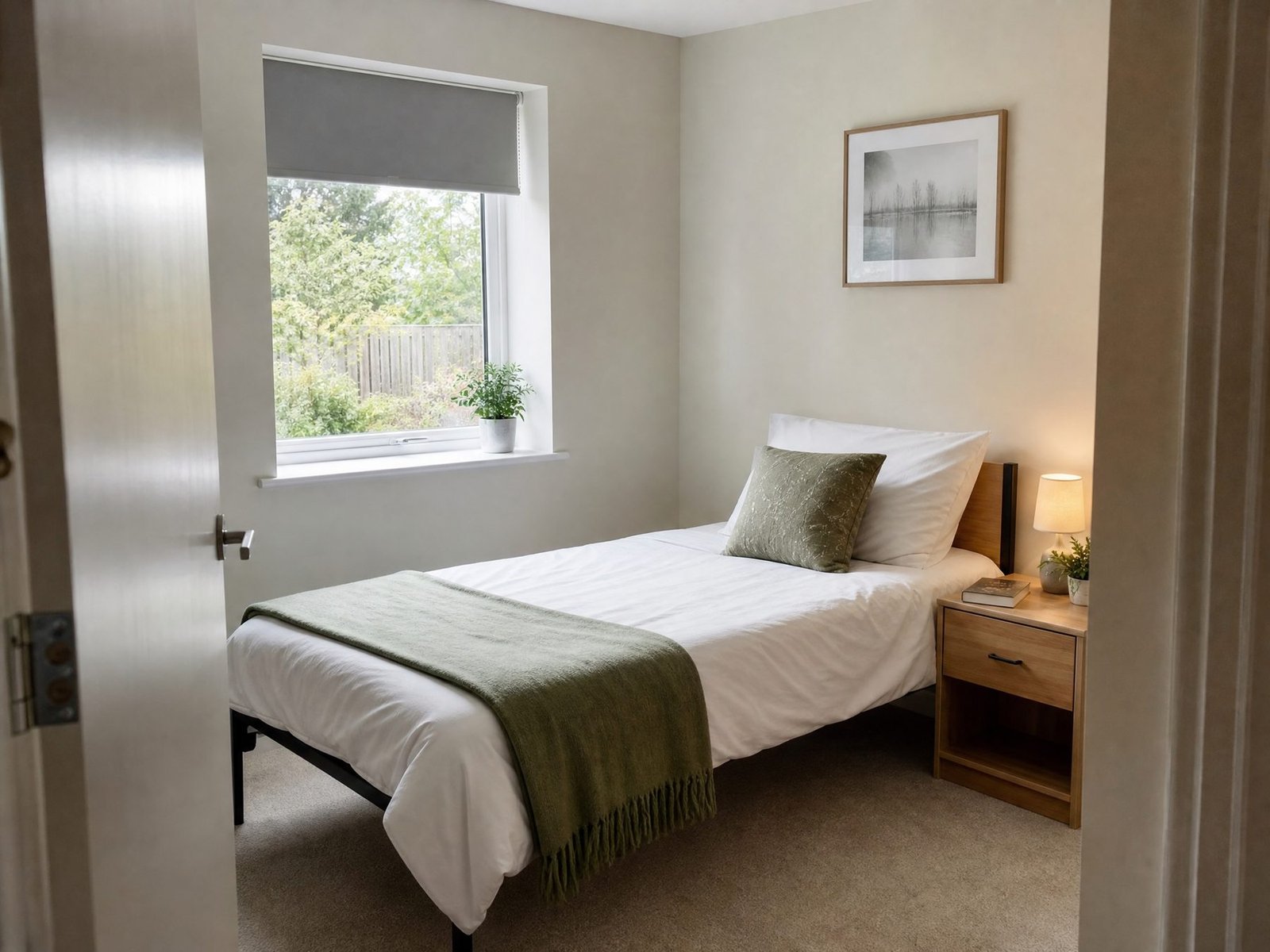 A furnished single bedroom in a Live Safe Housing property